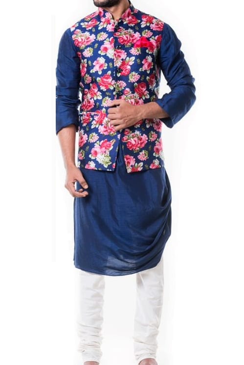 floral nehru jacket with white pajama floral nehru jacket with white pajama