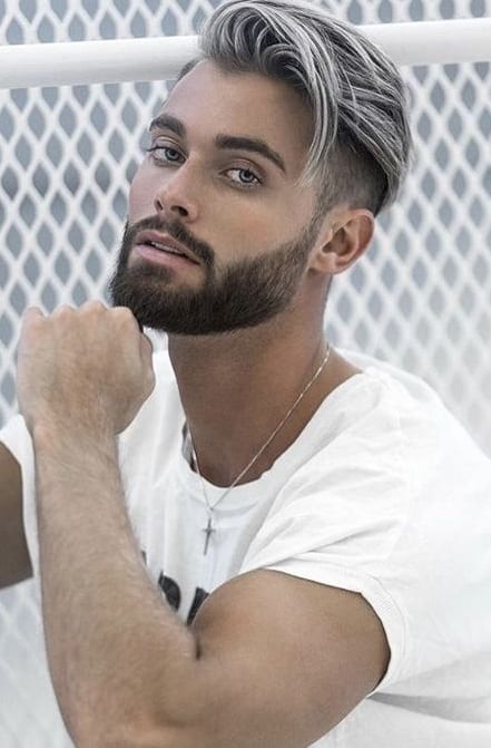 faded side part with beard