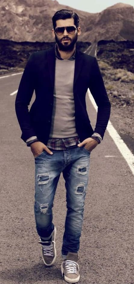 Ripped Jeans - blazer