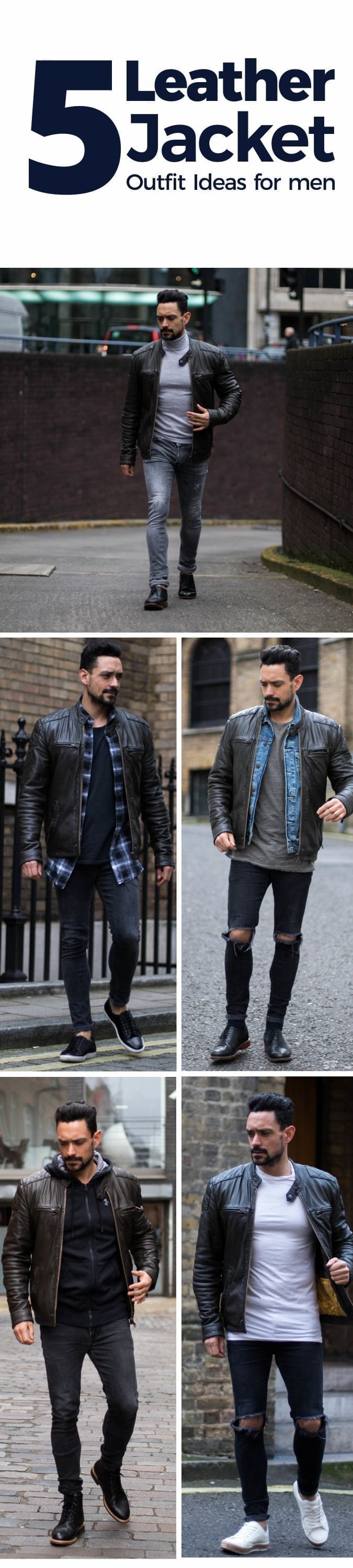 5 leather jacket outfits ideas for men 5 leather jacket outfits ideas for men