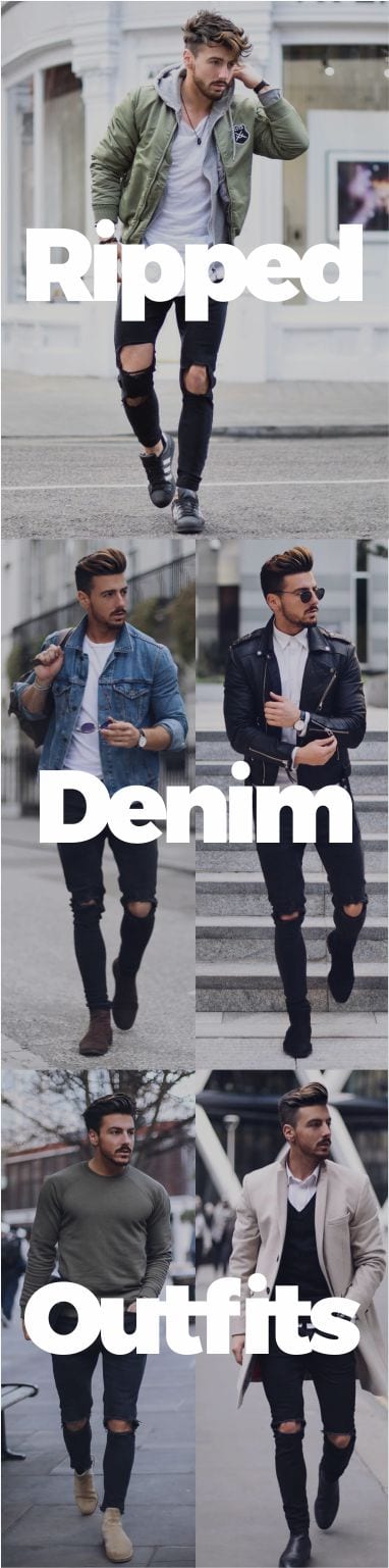 mens ripped denim outfits mens ripped denim outfits