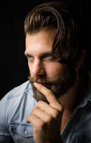 side part with medium beard