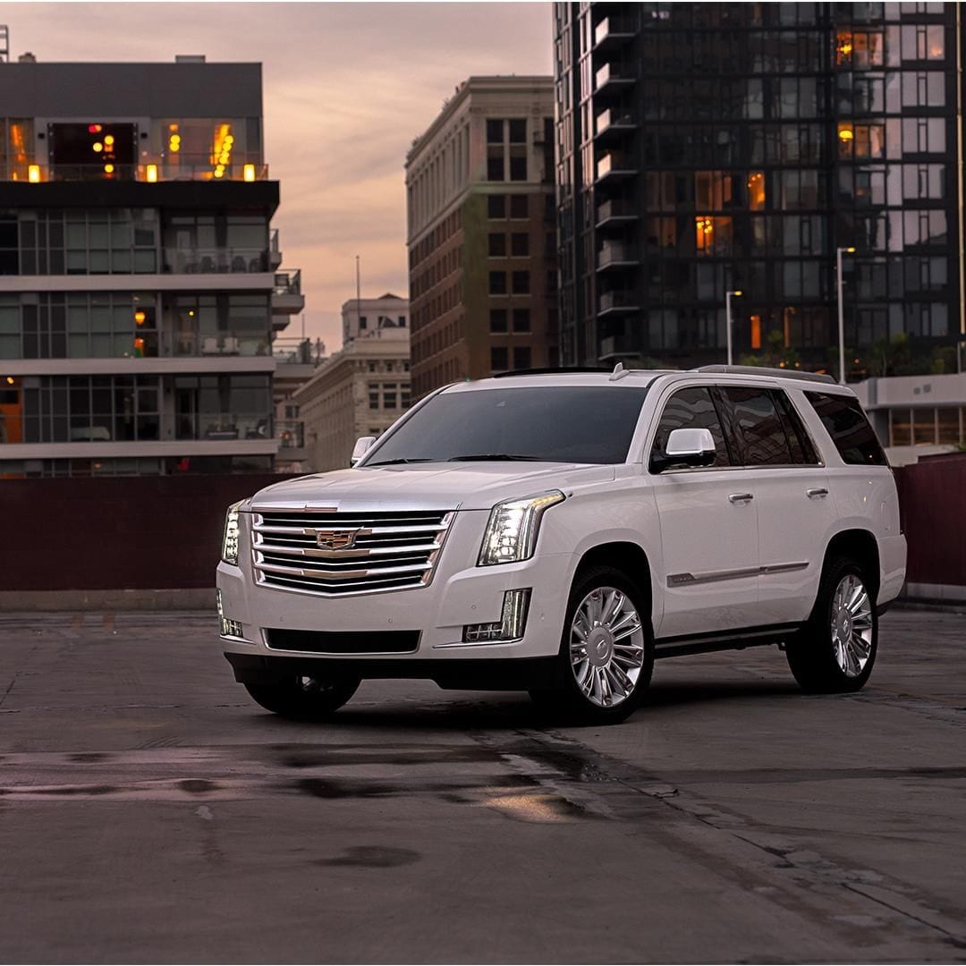 WHITE CADILLAC SUV