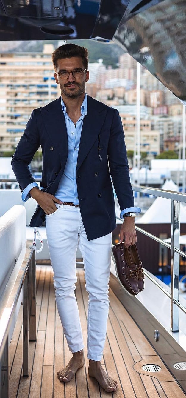 white pant blue linen and jacket white pant blue linen and jacket