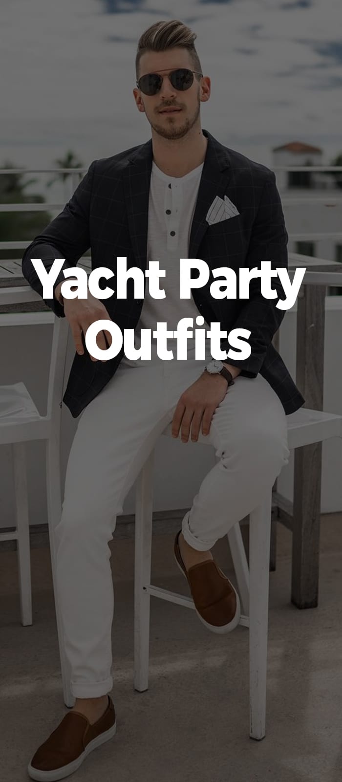 white t-shirt white pant jacket and loafers for yacht party white t-shirt white pant jacket and loafers for yacht party