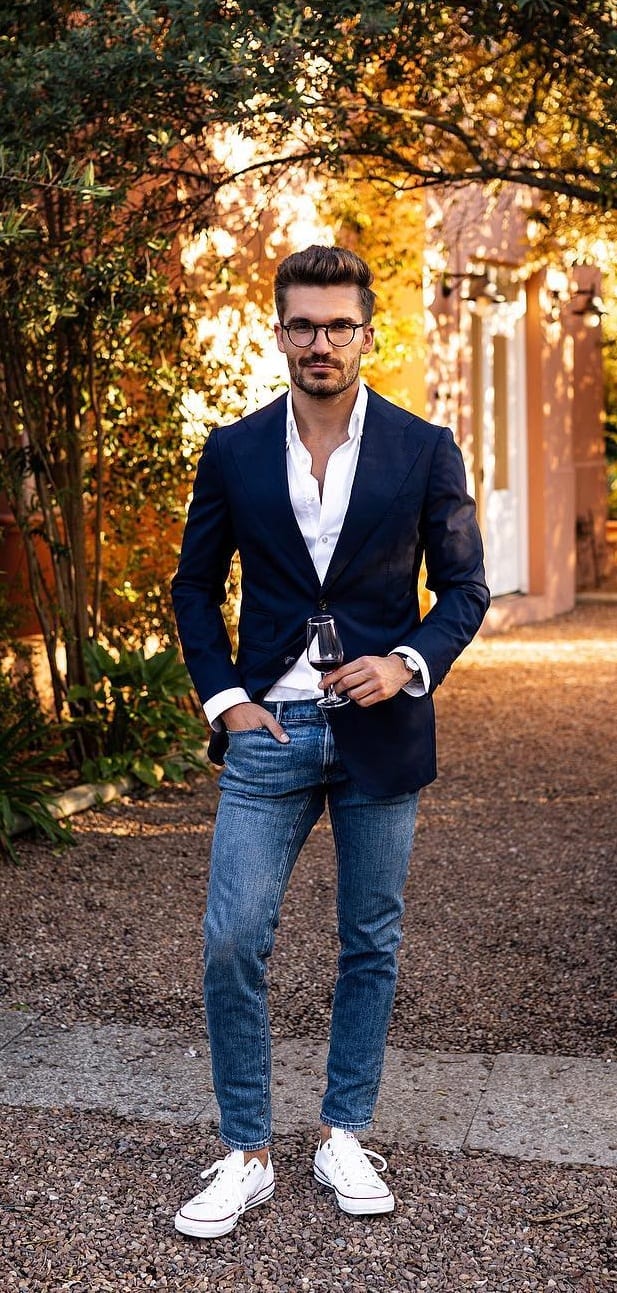 Black Blazer with Denim Outfit for men Black Blazer with Denim Outfit for men