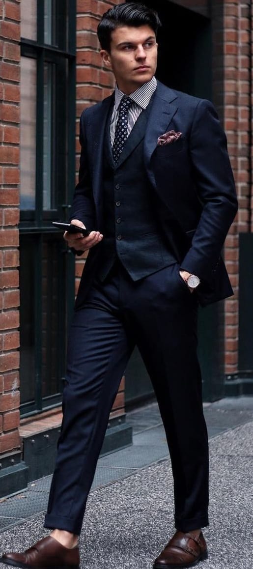 Dark Blue 3 Piece suit outfit ideas for men