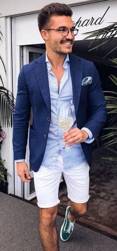 Royal Blue Blazer White Shorts Outfit Ideas for men Royal Blue Blazer White Shorts Outfit Ideas for men