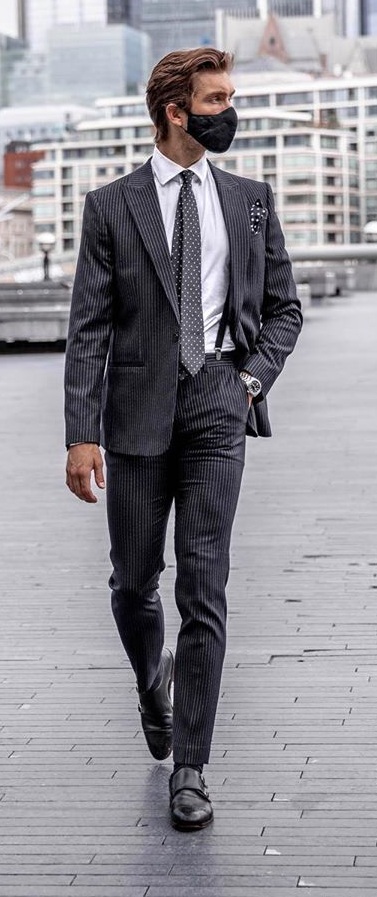 Face Mask With A Suit Outfit