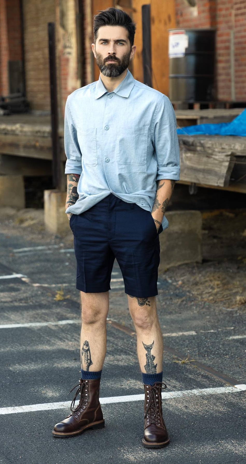 Shirts _ Shorts with lether boots for vacation looks