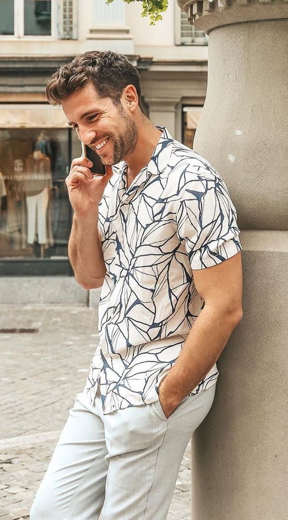 Printed Shirt linen outfits for summer.