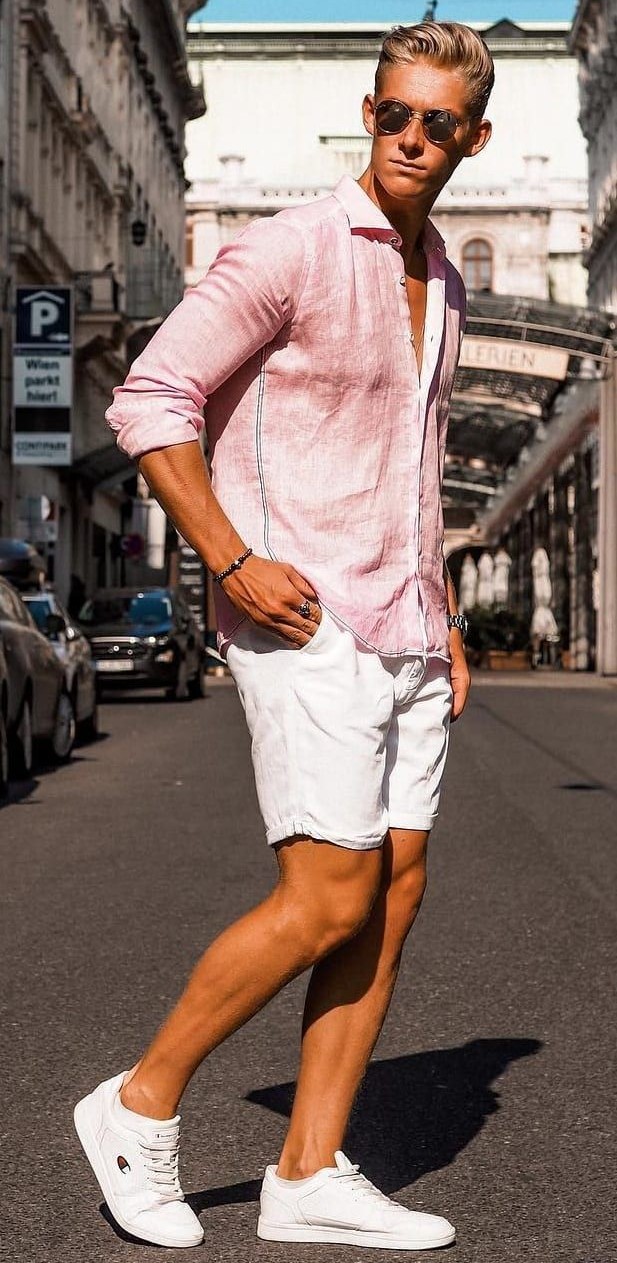 Dusty Rose Shirt and White Short
