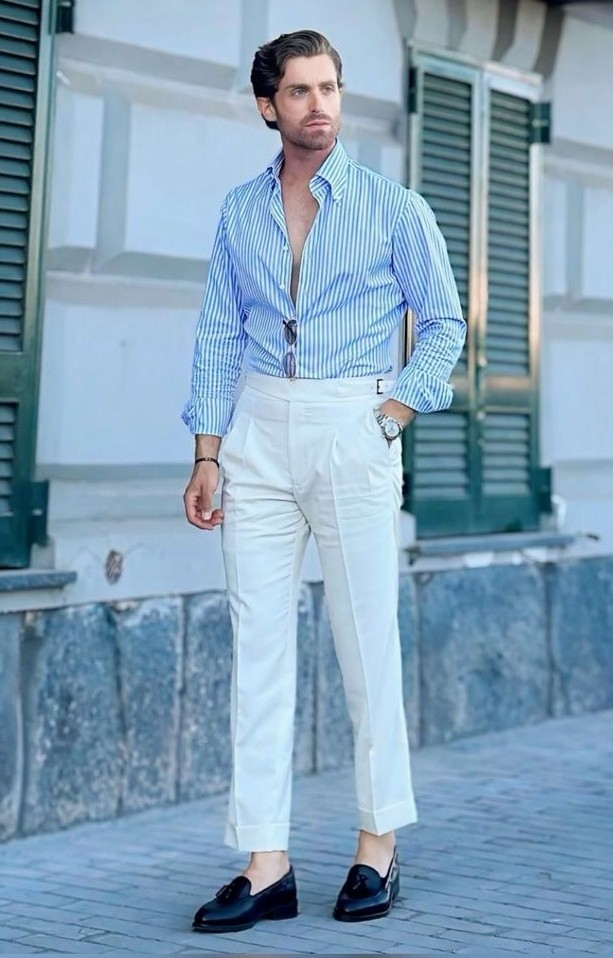 Leather Loafers with Trousers and Shirt for men